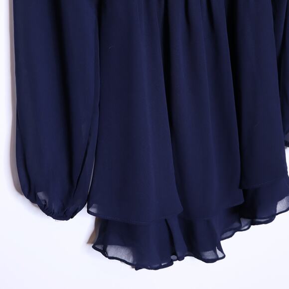 ALTAR'D STATE Lori Mini Dress Navy Blue Long Sleeve Smocked Babydoll Women's S - Picture 10 of 12